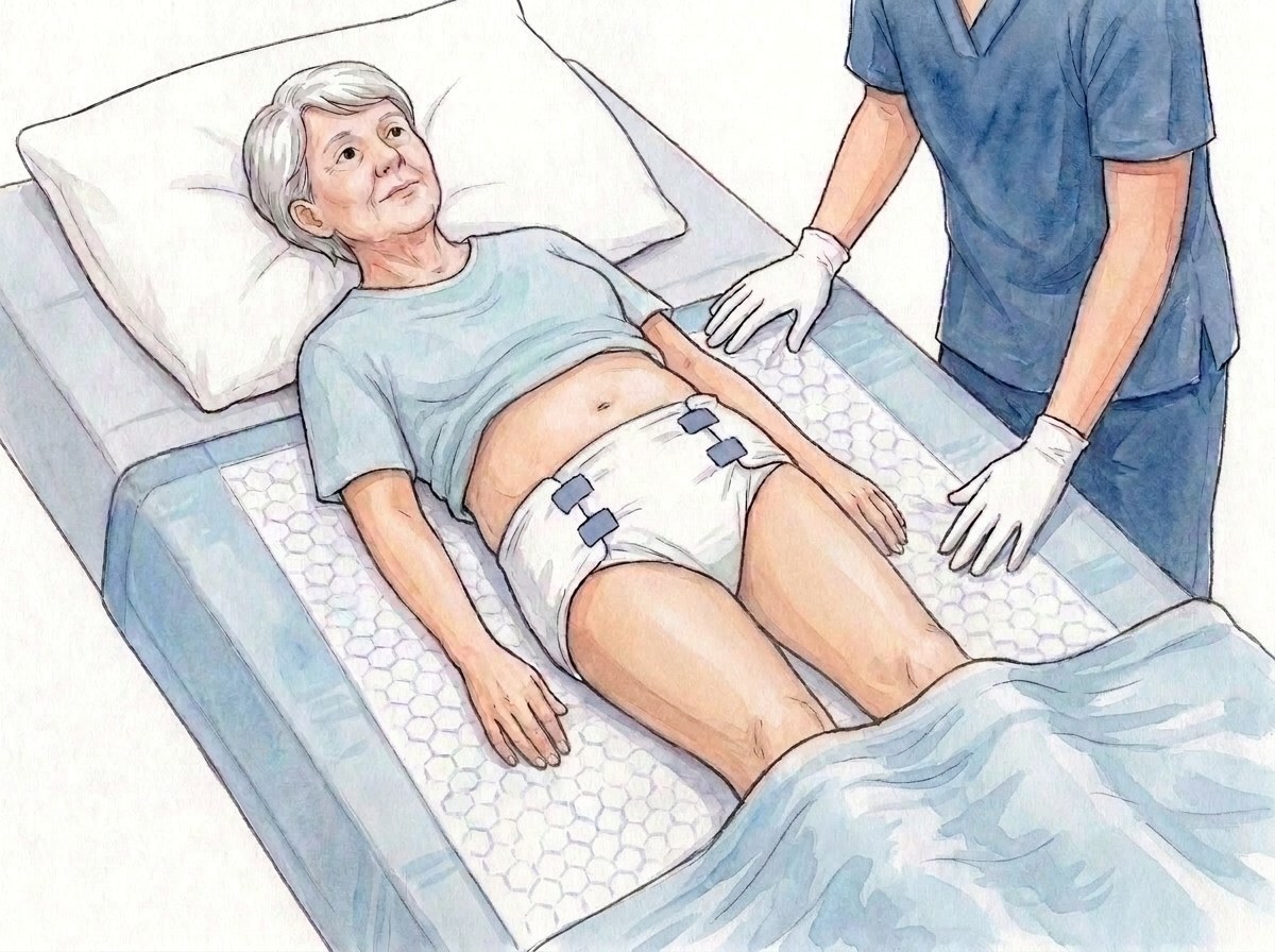 1. مفرش Mati على الملاءة بكامل العرض، الأطراف مثبتة