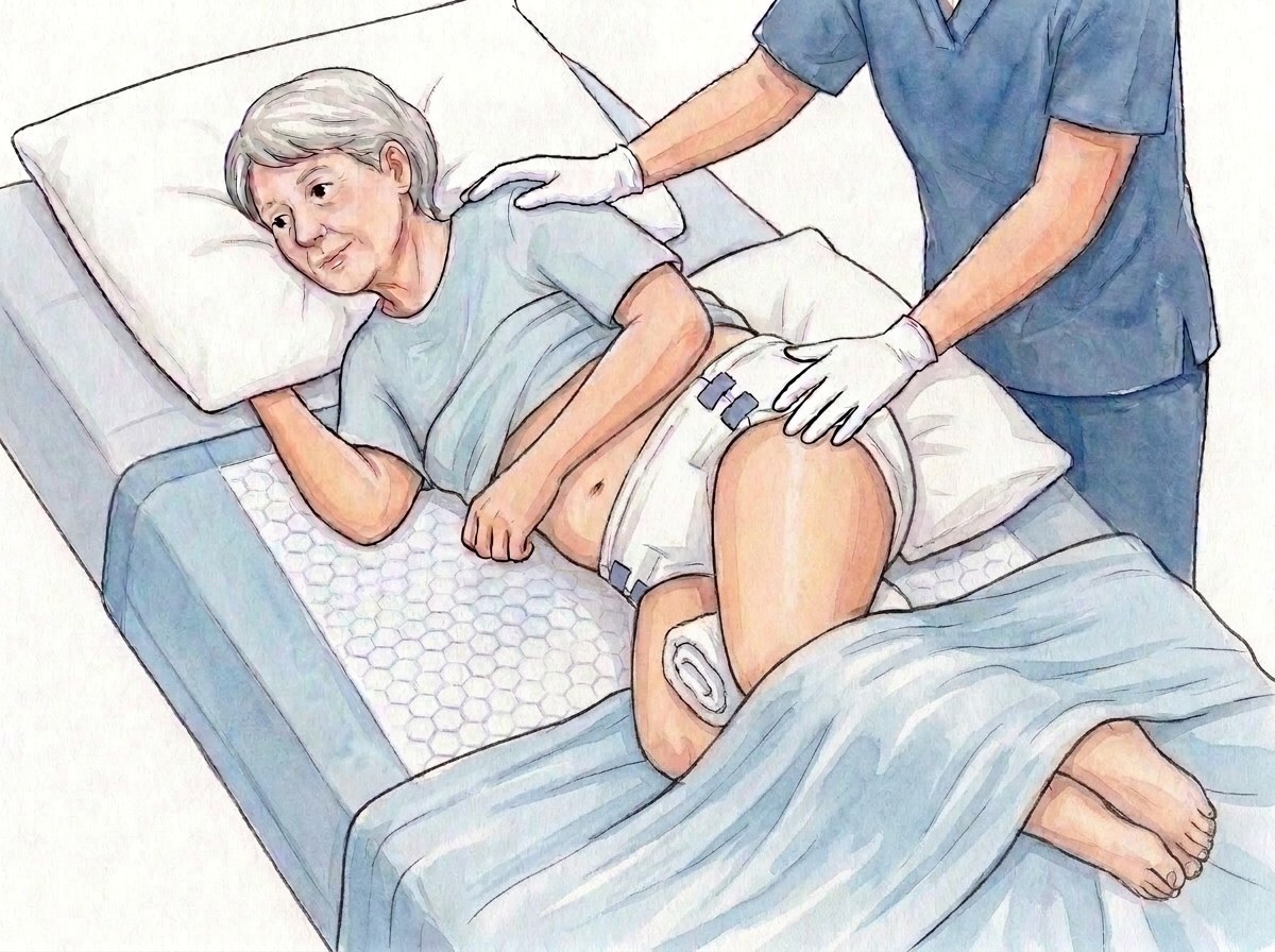 3. منشفة ملفوفة بين الركبتين، وسادة خلف الظهر